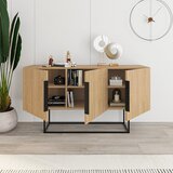 Marckeric Nizka komoda v hrastovem dekorju v naravni barvi 150x80 cm Titan – | Shoptok.si