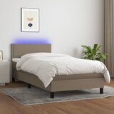 vidaXL Box spring postelja z vzmetnico LED taupe 100x200 cm blago Cene