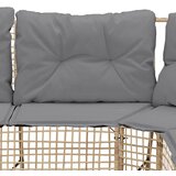  Vrtna sofa L-oblika sa jastucima i tabureom bež od poliratana | shoptok.hr