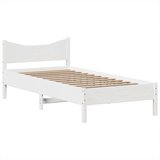 vidaXL Posteljni okvir brez vzmetnice bel 75x190 cm trdna borovina | Shoptok.si