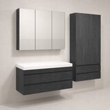 Kolpa San Naomi Set Delux 120cm Crna (Ormarić sa umivaonikom + Ogledalo/ormarić + Visoki ormarić) Cene
