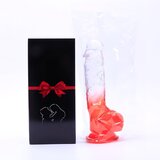 Sunfo - pripenjalni, realistični dildo za testise - 21 cm (prosojno rdeč) | Shoptok.si