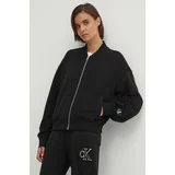Calvin Klein Jeans Bombažen pulover ženski, črna barva, J20J223913
