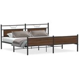 Metalni okvir kreveta bez madraca smeđa boja hrasta 200x200 cm | shoptok.hr