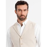 Ombre Fitted elegant men's vest with elastane and lapels - beige | shoptok.hr