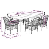  7-dijelni vrtni blagovaonski set s jastucima crni od poliratana | shoptok.hr