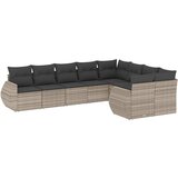 Maison Chic Seti vrtnega pohištva - Vrtna garnitura - Vrtni pohištvo set 9-delna z blazinami sv. siv poli ratan, (21805385) | Shoptok.si