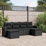 vidaXL 6-dijelni set vrtnih sofa s jastucima crni od poliratana | shoptok.hr