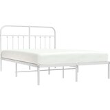 vidaXL Kovinski posteljni okvir z vzglavjem bel 135x190 cm | Shoptok.si
