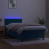  box spring s madracem LED tamnoplavi 80 x 200 cm baršun | shoptok.hr