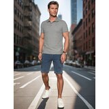 DStreet Koszulka męska polo z naszywką szara | Shoptok.si