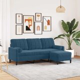  Trosjed s tabureom plavi 180 cm baršunasti | shoptok.hr