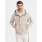 Ombre Functional men's transitional jacket with hood - beige | shoptok.hr