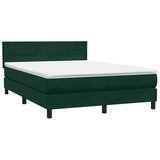 Box Spring krevet s madracem tamno zeleni 160x220 cm baršun - Tamnozelena 160 x 220 cm Blok s kvadratima | shoptok.hr