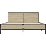  Posteljni okvir sonoma hrast 150x200 cm inž. les in kovina | Shoptok.si