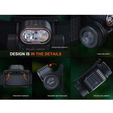 Fenix HM55RABL - LED prigušiva punjiva čelna lampa LED/USB 1600mAh IP68 1200lm 141,2 h crna | Eponuda.com
