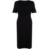 Trendyol Curve Black V Neck Pleated Knitted Dress | ePonuda.com