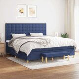  Box spring postelja z vzmetnico moder 200x200 cm blago, (20851620) Cene
