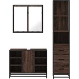  3-dijelni set kupaonskog namještaja boja smeđeg hrasta drveni | shoptok.hr