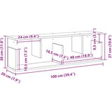  Zidni ormarić crni 100x20x30 cm od konstruiranog drva | shoptok.hr