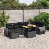  8-dijelni set vrtnih sofa od poliratana s jastucima crni | shoptok.hr