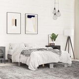 vidaXL Posteljni okvir siva sonoma 140x200 cm inž. les in kovina | Shoptok.si