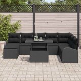  Sjedeća garnitura za vrt s jastukom 9 pcs Crna | shoptok.hr
