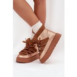 Boto Low Women’s Snow Boots Lined With Fur And Thick Laces Camel Xarina | ePonuda.com