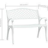 vidaXL vrtna klupa 102 cm od lijevanog aluminija bijela | shoptok.hr