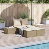 Maison Chic Dvojni Ležalnik - Sončna ležalnik z blazinami bež poli ratan, (22042967) | Shoptok.si