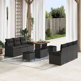 vidaXL Set vrtne sofe od 9 dijelova s jastucima Crni Poli Ratan Akacija, 2-sjedalo vrtna sofa s jastucima Crna Poli Ratan, Set vrtne blagovaonice od 3 dijela s jastucima Crni Poli Ratan | shoptok.hr