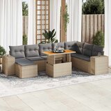 vidaXL 9-dijelni set vrtnih sofa s jastucima bež od poliratana bagrem Cijene