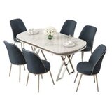 Hanah home set trpezarijski sto i 6 stolica lai white chrome anthracite | ePonuda.com