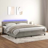  box spring s madracem LED svjetlosivi 200x200 cm baršun | shoptok.hr