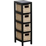 ORMARIĆ SA 4 LADICE 64,5X17X24 CM, MDF, NATUR/CRNI