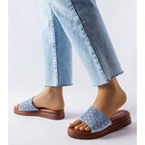 Gemre Blue Lattice Slides with Rhinestones Irvine | Shoptok.si