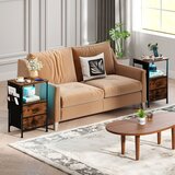 Namještaj Set od 2 komada s punjačem, no ormarić s 2 sklopive ladice od tkanine i 6 komada džepova za pohranu, rustikalno smeđa | shoptok.hr