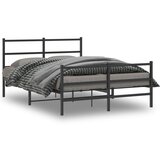 Maison Chic Kovinski Posteljni okvir - Dvoposteljna postelja - Zakonska postelja z vzglavjem in vznožjem črn 140x190 cm, (21695630) | Shoptok.si