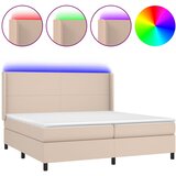  box spring madrac LED cappuccino 200x200cm umjetna koža | shoptok.hr