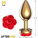 LATETOBED Zlat kovinski analni čep z rdečo vrtnico - M (R900337) | Shoptok.si