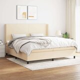  Box spring postelja z vzmetnico krem 200x200 cm blago, (20999397) Cene