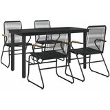  5-dijelni vrtni blagovaonski set od PVC ratana crni Crna Dužina stola 140 cm | Shoptok.si