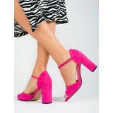 SHELOVET Pink women's classic sandals on a high post