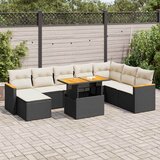 vidaXL 9-dijelni set vrtnih sofa s jastucima crni od poliratana bagrem Cijene