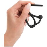 Penis Plug silikonski obroček z votlo uretralno palico (črn) | Shoptok.si