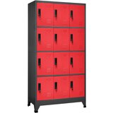 The Living Store Omara s ključavnico antracitna in rdeča 90x45x180 cm jeklo - Omarica Na Ključ, (21435605) Cene