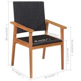  Zunanja jedilna garnitura 5-delna poli ratan črna in rjava, (20681011) | Shoptok.si