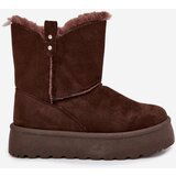 Boto Women's Snow Boots On Platform With Fur Chocolate Evelira | Shoptok.si