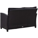 Poli Vrtni dvosjed s jastucima crni 124 cm od poliratana | shoptok.hr