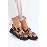 Boto Women's Platform And Wedge Sandals With Buckles Zebra Beige-Black Genorre | shoptok.hr